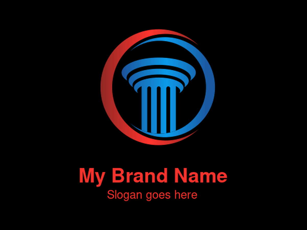 Vibrant Red and Blue Circular Column Symbol Logo Design for Prestigious Legal and Governmental Institution Branding